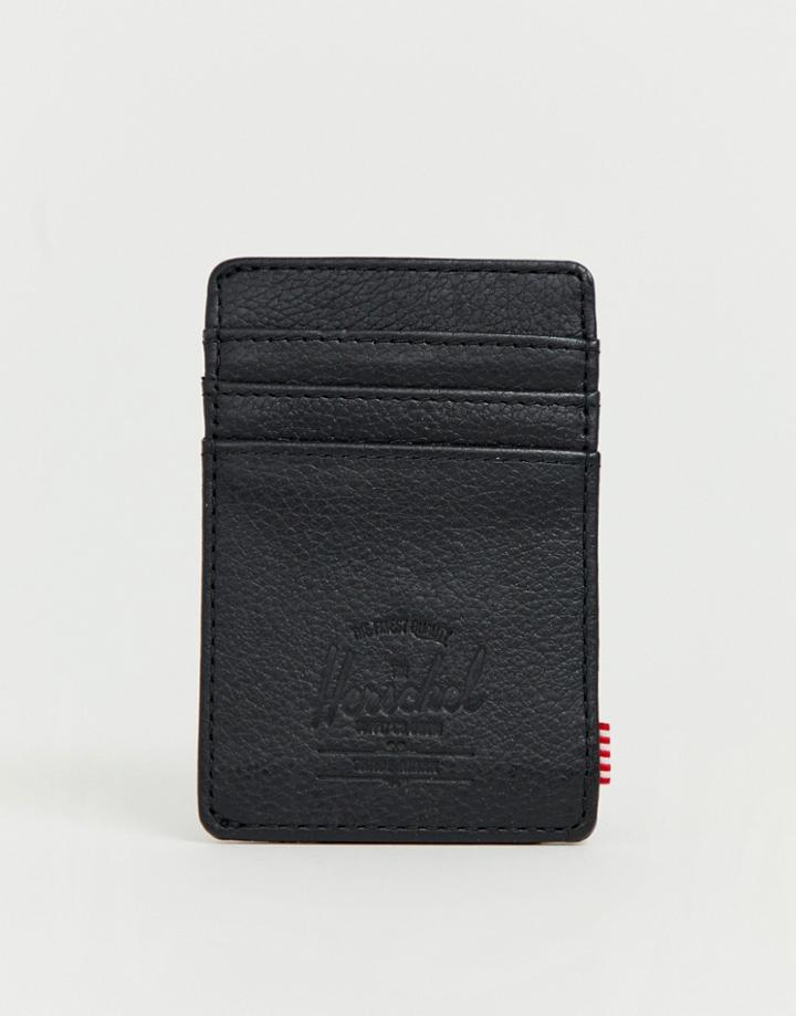 Herschel Supply Co Raven Rfid Leather Card Holder In Black - Black