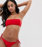 Missguided Mix And Match Bandeau Bikini Top In Red - Red