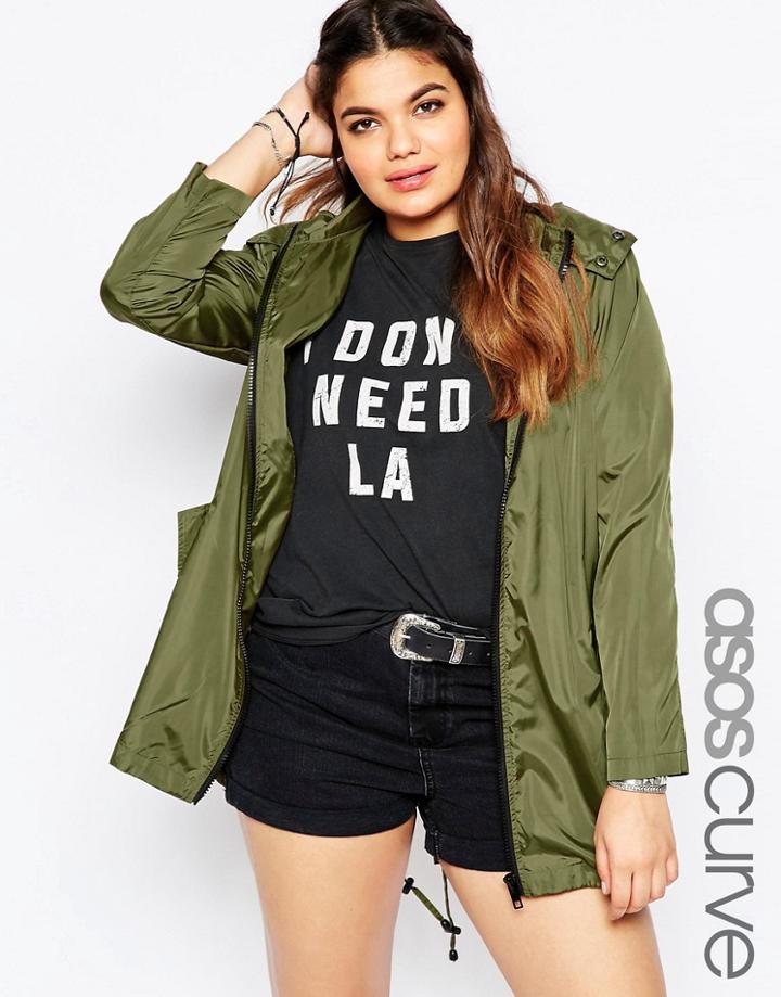 Asos Curve Pac A Trench - Khaki