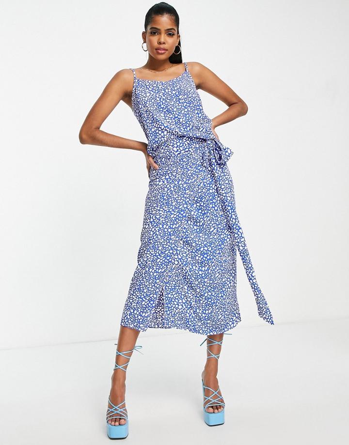 Style Cheat Midi Wrap Skirt In Cobalt Blue Spot - Part Of A Set