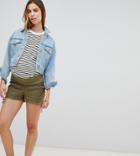 Asos Design Maternity Basic Ruched Side Shorts - Green