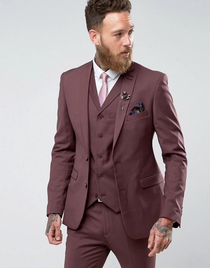 Rudie Plain Super Skinny Suit Jacket - Red