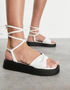 Simmi London Naeva Tie Ankle Flatform Sandals In White