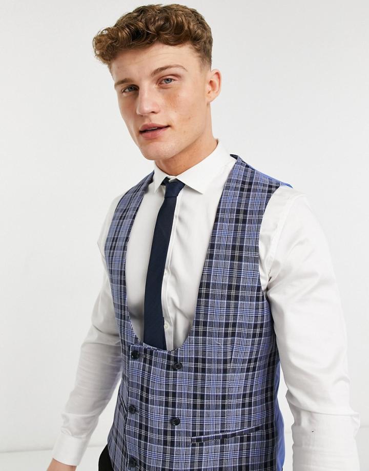Original Penguin Plaid Slim Fit Vest-blues
