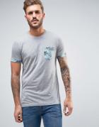 Jack & Jones Originals T-shirt With Floral Pocket - Gray