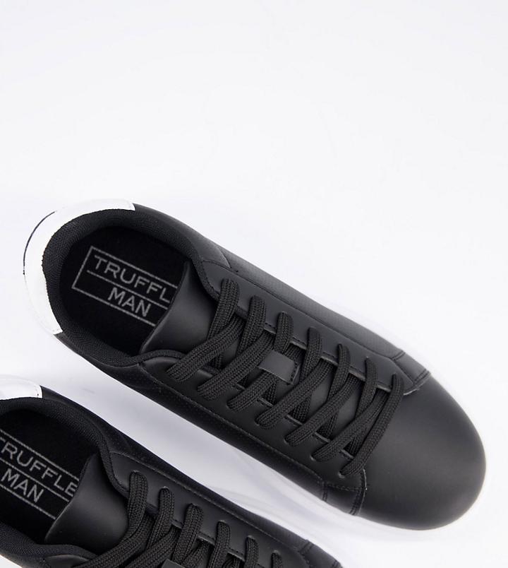 Truffle Collection Wide Fit Chunky Sole Sneakers In Black