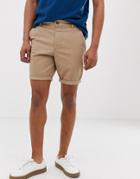 Asos Design Skinny Chino Shorts In Stone