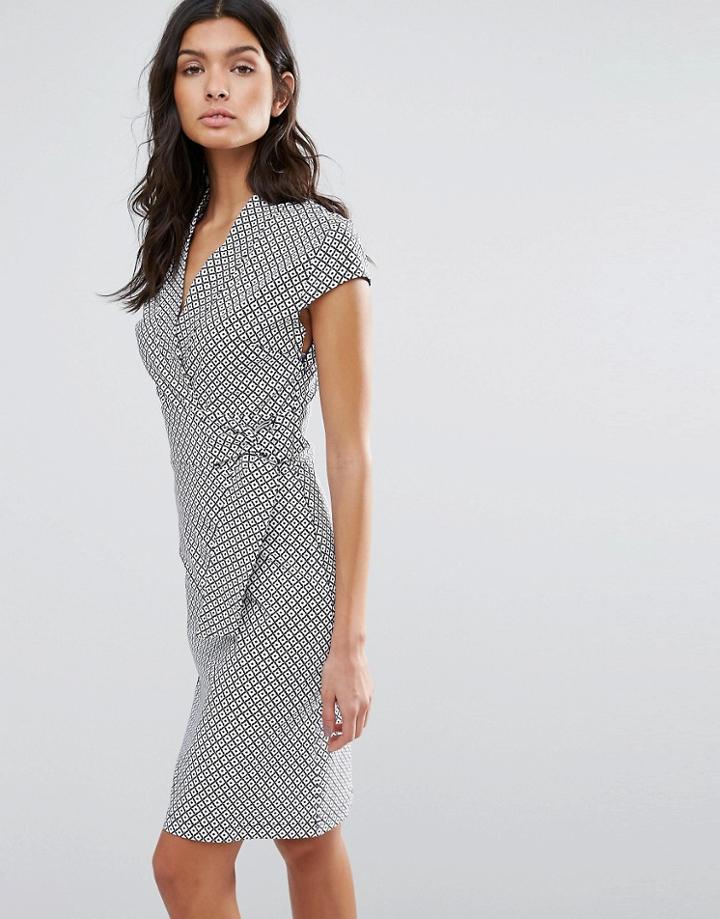 Liquorish Jaquard Pencil Dress - Gray
