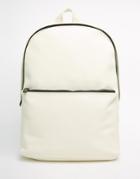 Asos Backpack With Strap Details - Off White