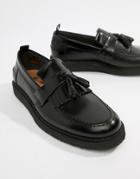 Fred Perry George Cox Tassle Leather Loafers In Black - Black