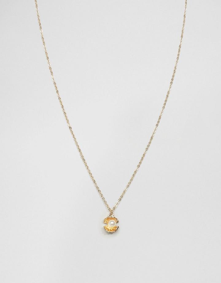 Asos Faux Pearl Oyster Necklace - Cream