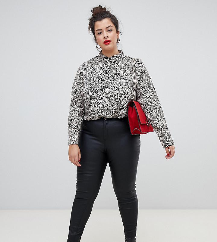 River Island Plus Molly Coated Skinny Jeans In Black - Black