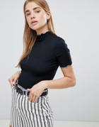 Nobody's Child Crop Top With Contrast Crinkle Hem - Black