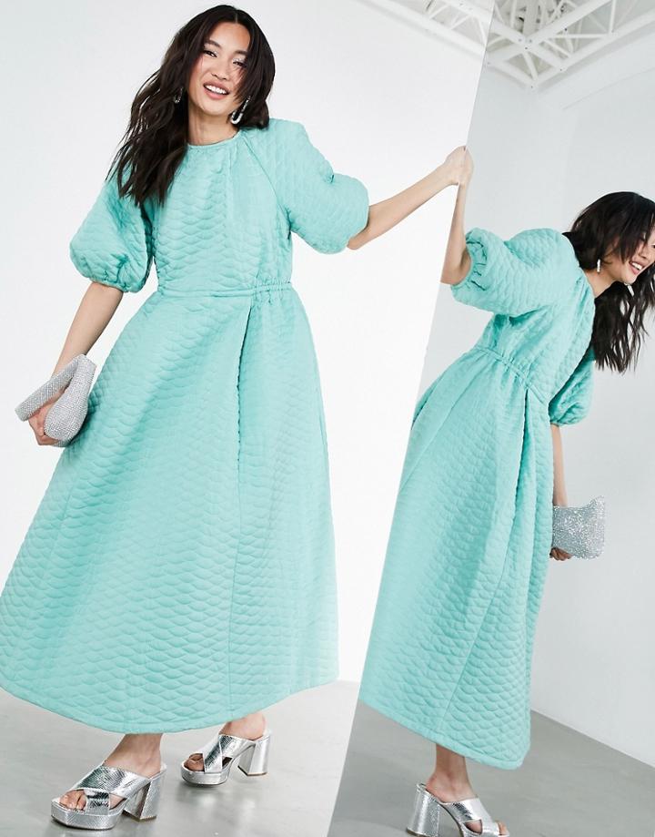 Asos Edition Quilted Midi Dress In Sage Green