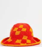 Collusion Unisex Knit Check Bucket Hat-pink