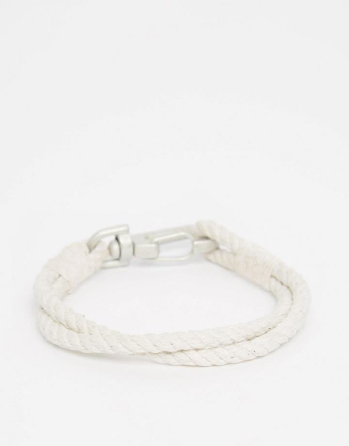 Asos Rope Bracelet In White - White