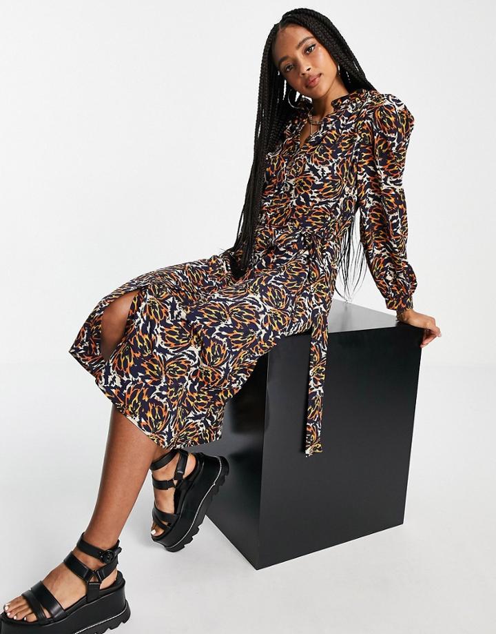 Object Kat Printed Midi Shirt Dress In Multi