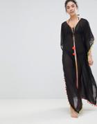 America & Beyond Black Ombre Longline Beach Caftan - Black