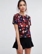 Poppy Lux Floral Shell Top - Red