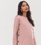 Asos Design Maternity Nursing Sweat With Button Side In Dusky Pink - Pink