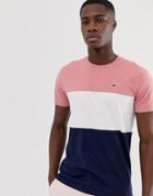 Hollister Icon Logo Crew Neck T-shirt In Pink To Navy Color Block - Pink