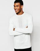 Asos Cable Knit Sweater In Mint Green Cotton - Mint Twist