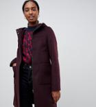Asos Design Tall Zip Through Coat With Hood - Red