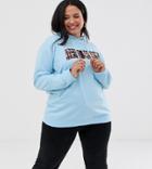 Daisy Street Plus Hoodie With New York Graphics-blue