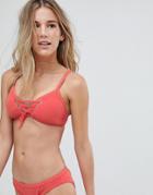 Seafolly Inka Rib Lace Up Bralette Bikini Top - Red