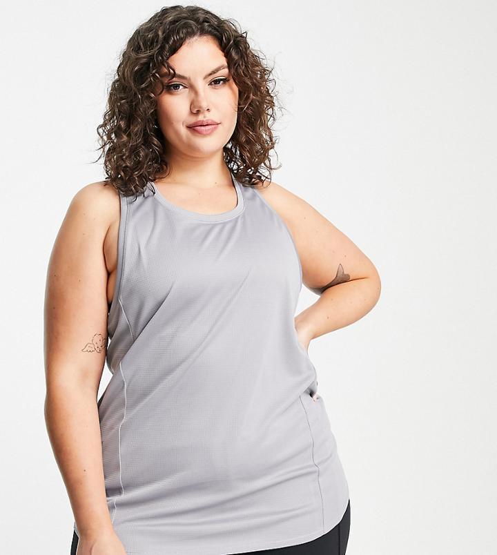 Asos 4505 Curve Icon Tank In Longer Length-gray