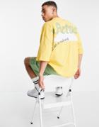 Asos Actual Oversized T-shirt With Back Graphic Print In Yellow