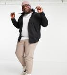 Threadbare Plus Full Zip Hoodie In Black