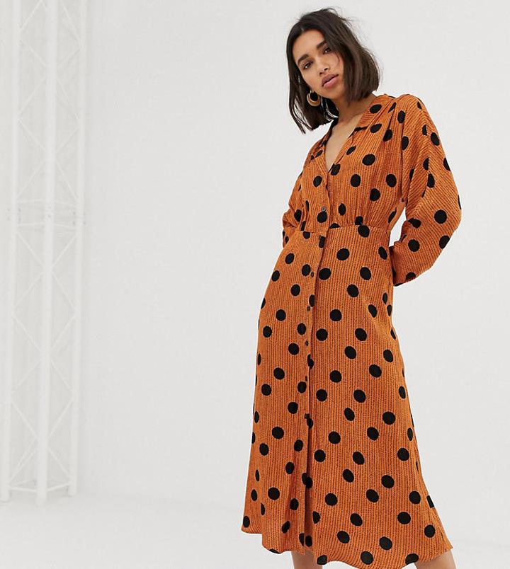 Mango Polka Dot Dress In Orange