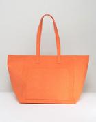 Warehouse Embossed Soft Pocket Tote Bag - Orange