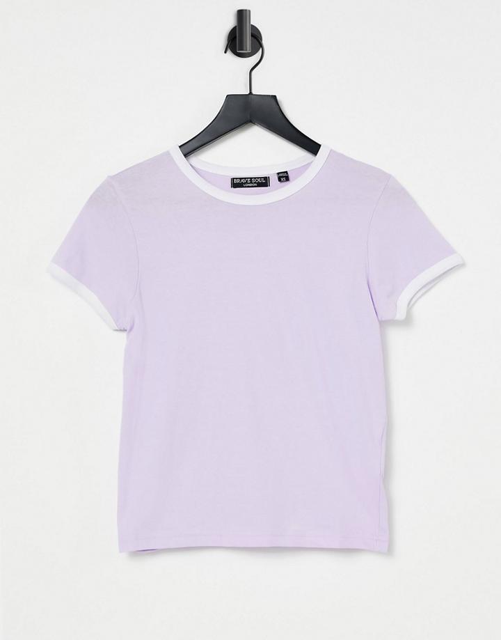 Brave Soul Claudia Ringer T-shirt In Lilac-purple