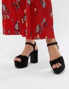 Bershka Knot Detail Platform Sandals In Black - Black