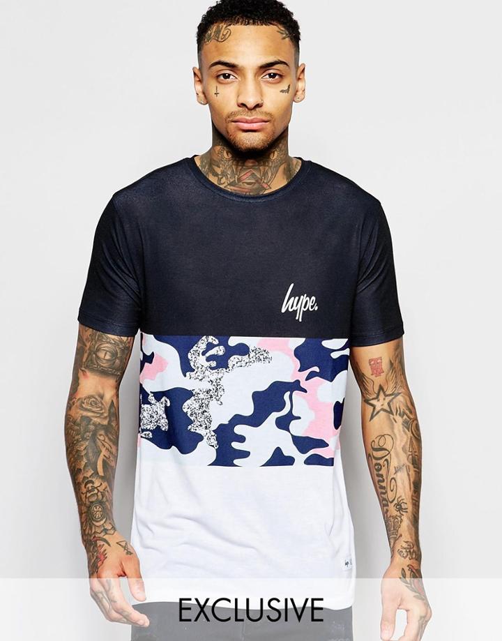 Hype T-shirt With Camo Panel - White