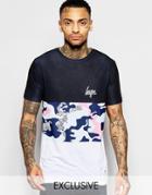 Hype T-shirt With Camo Panel - White