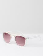 Jeeper Peepers Sunglasses With Clear Frame And Double Brow - Clear