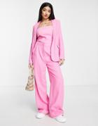 The Frolic Linen Oversized Suit Pants In Bright Pink