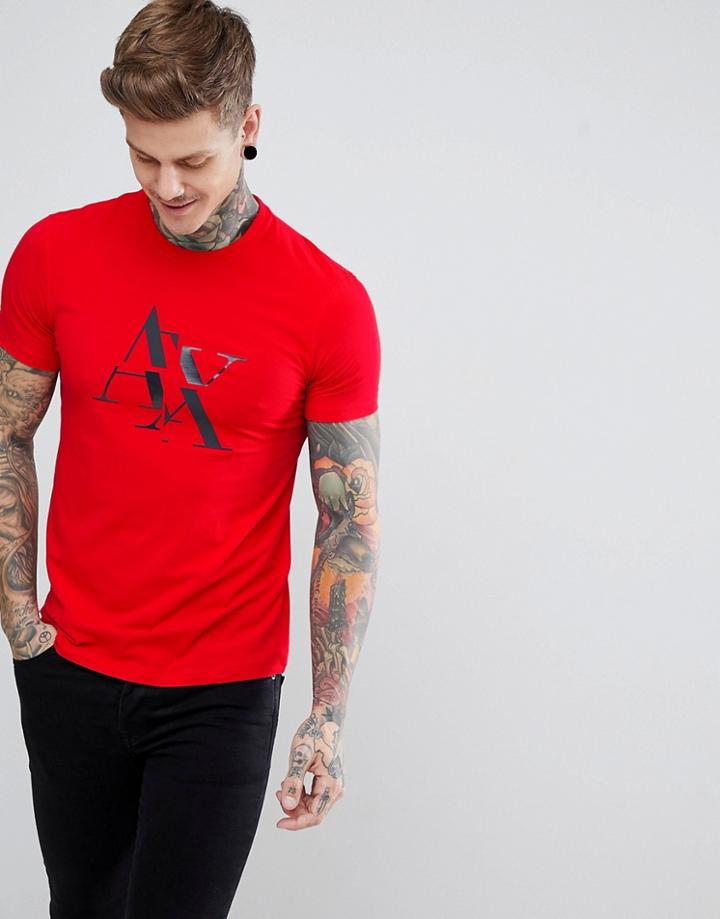 Armani Exchange Slim Fit Large Ax Logo T-shirt In Red - Red