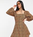 Missguided Petite Tie Back Mini Dress In Animal Print-multi