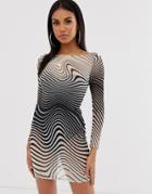Asos Design Bodycon Beach Dress In Illusion Jersey Mesh-multi