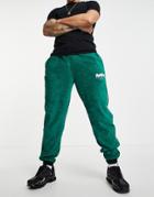 Mennace Sweatpants In Green Terry With Side Stripe And Zipped Hem - Part Of A Set