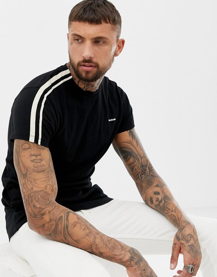 Religion Muscle Fit T-shirt With Taping - Black