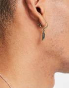 Asos Design Hoop Earrings With Asymmetric Feather Design In Gold Tone