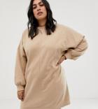 Asos Design Curve Seamed Sweat Dress - Beige