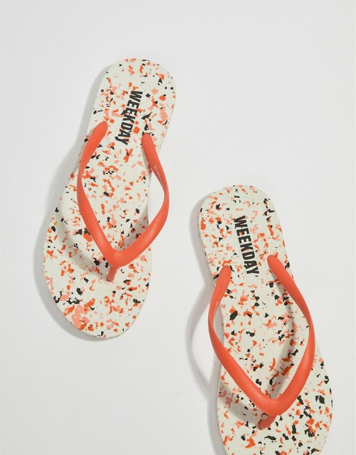 Weekday Splash Print Flip Flop - White