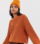 Weekday Knitted Sweater In Dark Orange