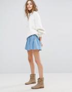 Vero Moda Ruffle Denim Mini Skirt - Blue